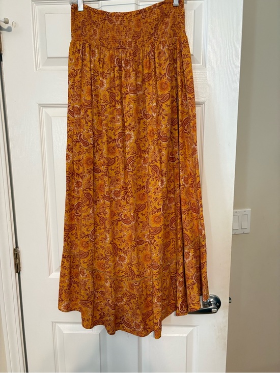 Patrons of Peace Dresses & Skirts - Patrons of Peace Mustard Yellow Paisley Asymmetrical Maxi Skirt